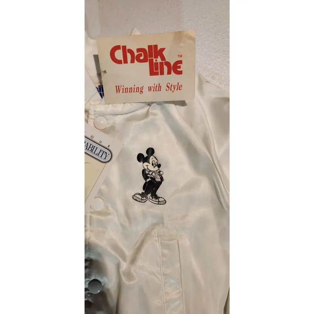 RARE VINTAGE NOS 1987 DISNEY MICKEY MOUSE CHALK LINE SATIN JACKET W/ HANGTAGS